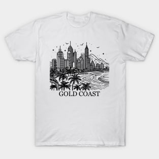 gold coast australia city simple line art illustration T-Shirt